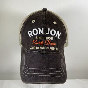 Vintage Ron Jon Surf Shop Hat Long Beach Island NJ Trucker Cap Brown Distressed